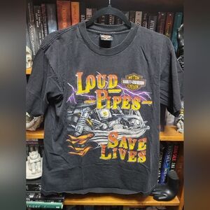 Vintage 1994 Harley Davidson LOUD PIPES SAVE LIVES T-shirt size medium MADE USA